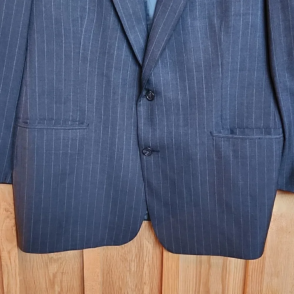 Brooks Brothers 100% Wool Sports Coat Blazer, XL- 45R, Dark Grey Pinstripe